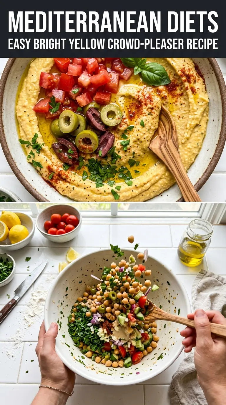 Mediterranean Diets golden edges vibrant textures