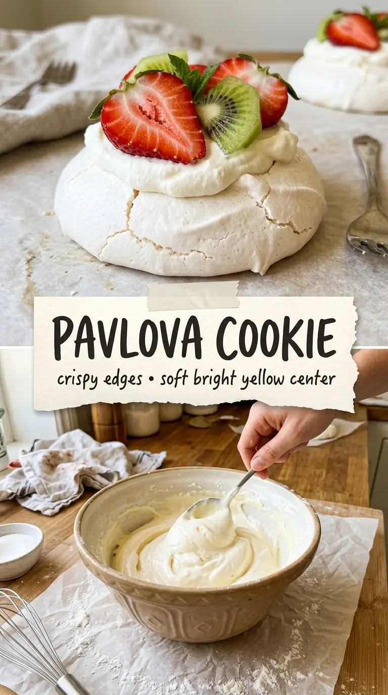 Pavlova Cookie crisp edges soft centers