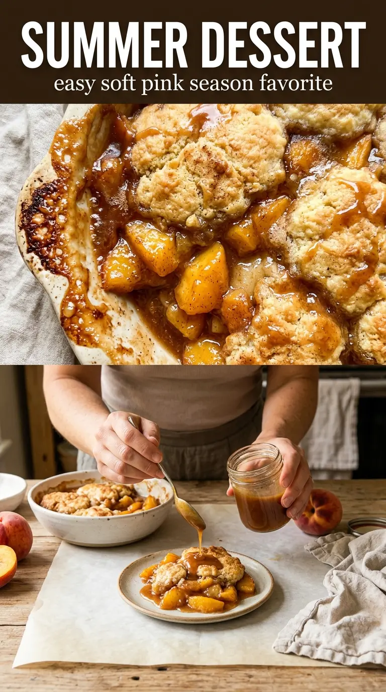 Peach blueberry cobbler juicy buttery golden