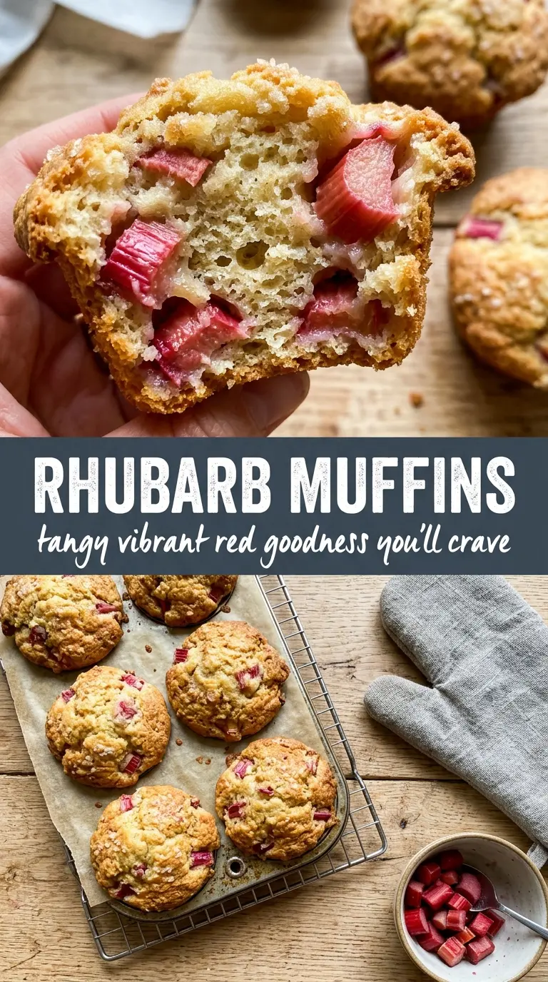 Rhubarb muffins tart, golden, tender