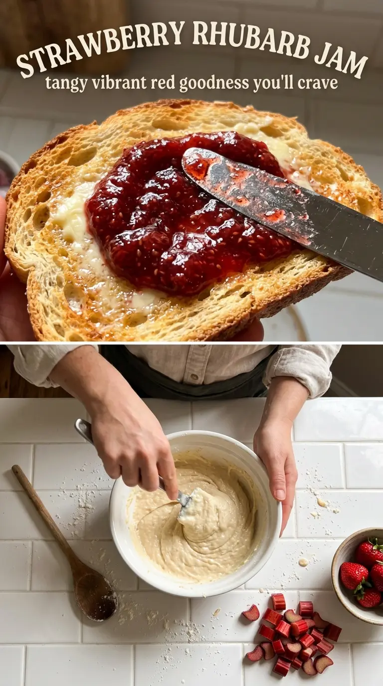 Strawberry rhubarb jam glossy tart sweet