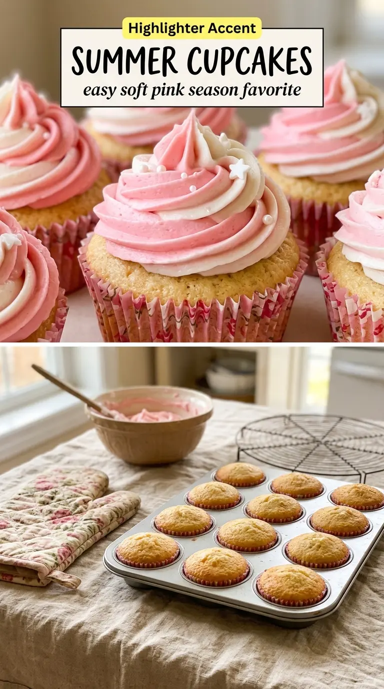 Summer Cupcakes fluffy vanilla pink buttercream
