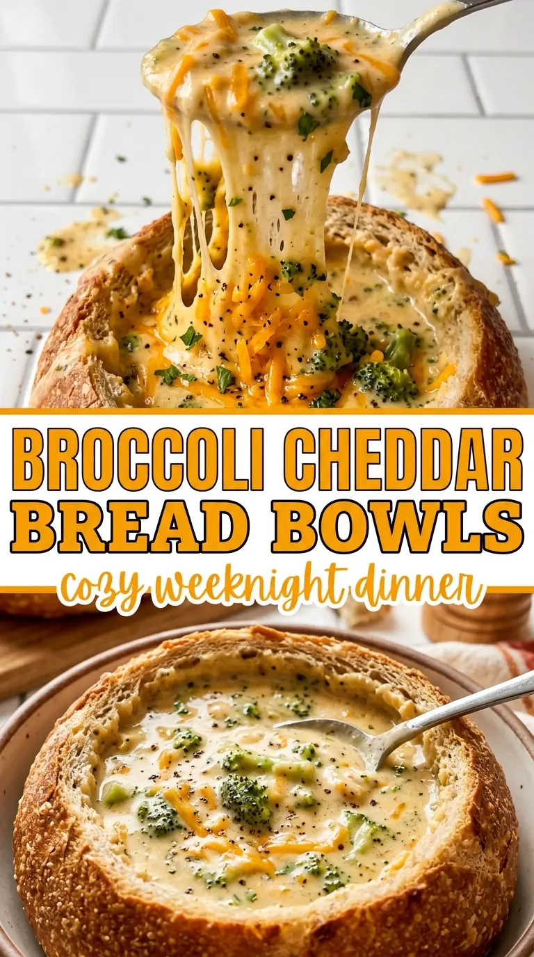 Broccoli Cheddar Bread Bowls cheesy creamy crusty
