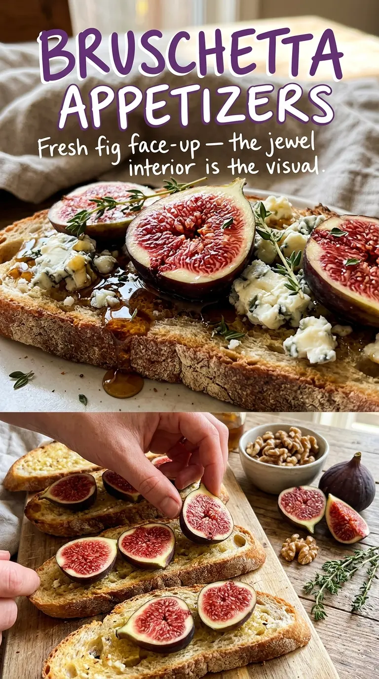 Bruschetta Appetizers fig gorgonzola classic tomato