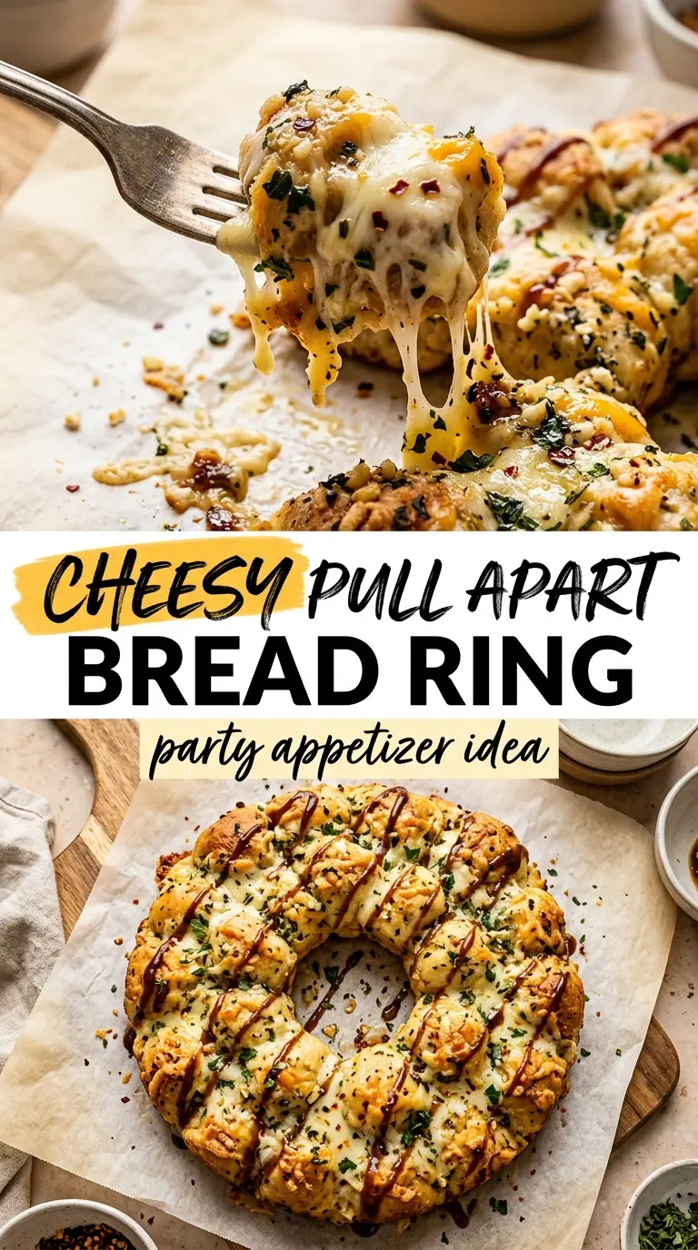 Cheesy Mozzarella Pull-Apart Ring gooey golden buttery