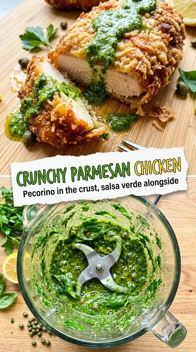 Crunchy Parmesan Chicken crispy golden, cheesy