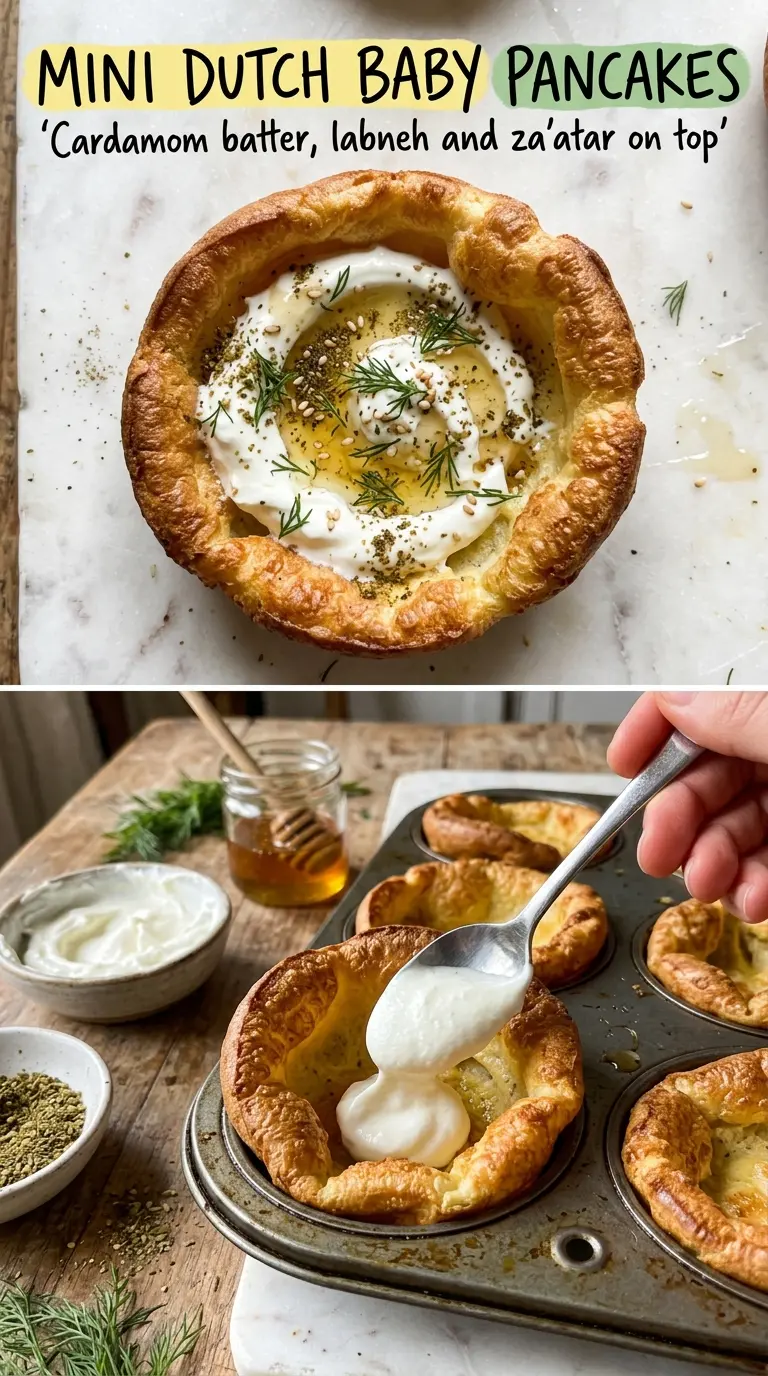 Mini Dutch Baby Pancakes cardamom labneh honey