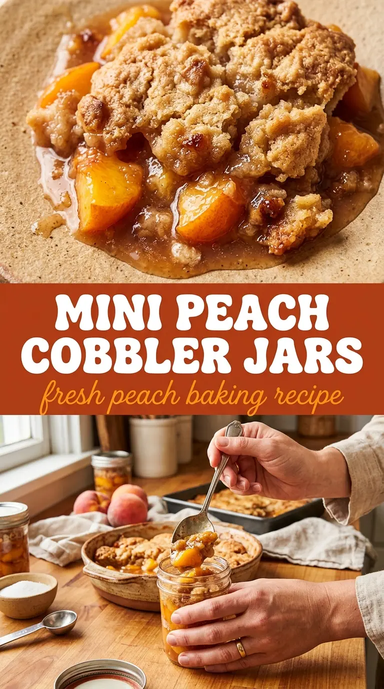 Mini Peach Cobbler Jars juicy peach cinnamon