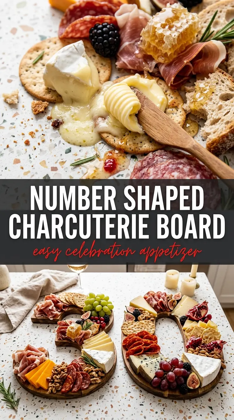 Number Shaped Charcuterie Board, colorful, festive, elegant