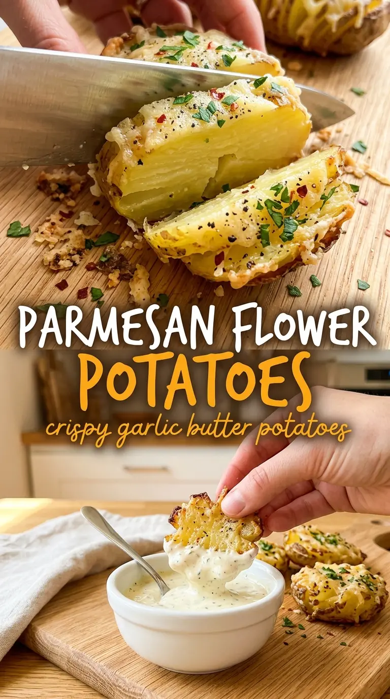 Parmesan Flower Potatoes crispy cheesy golden