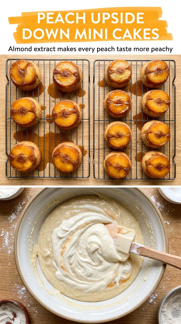Peach Upside Down Mini Cakes caramelized peach moist tender crumb