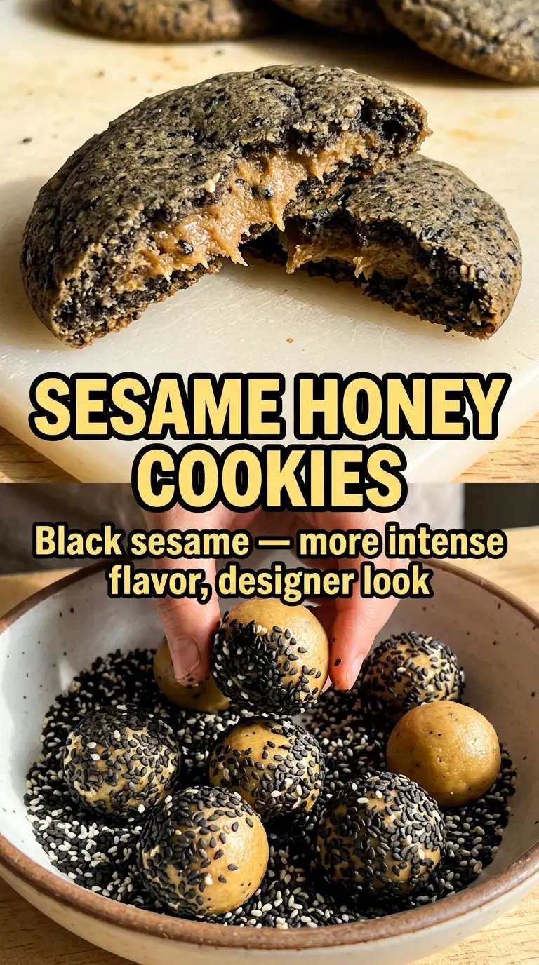 Sesame Honey Cookies dark speckled, nutty, tender