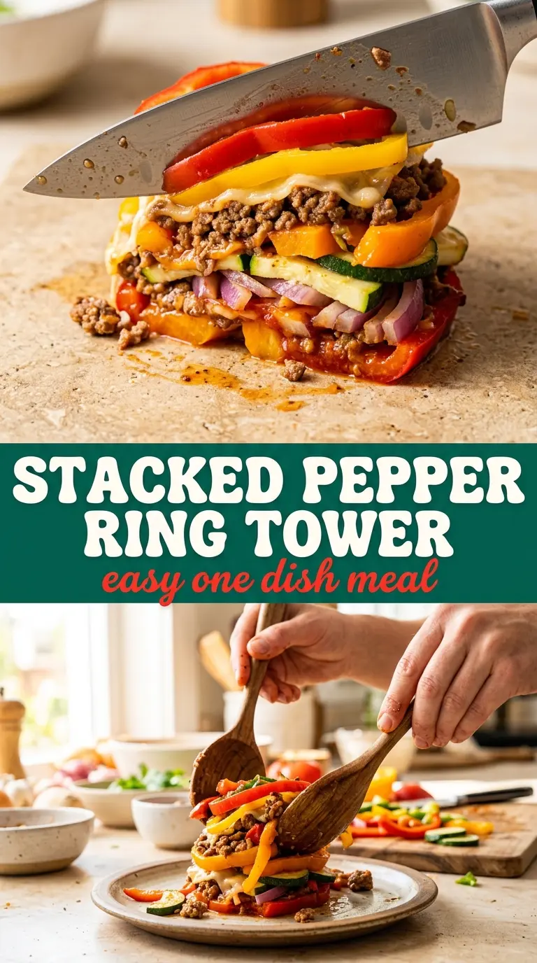 Stacked Pepper Ring Tower crunchy colorful fresh