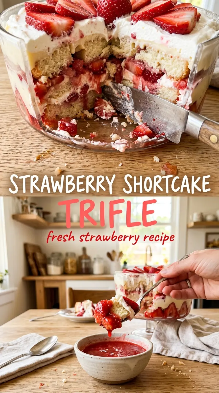Strawberry Shortcake Trifle layered dessert creamy strawberries