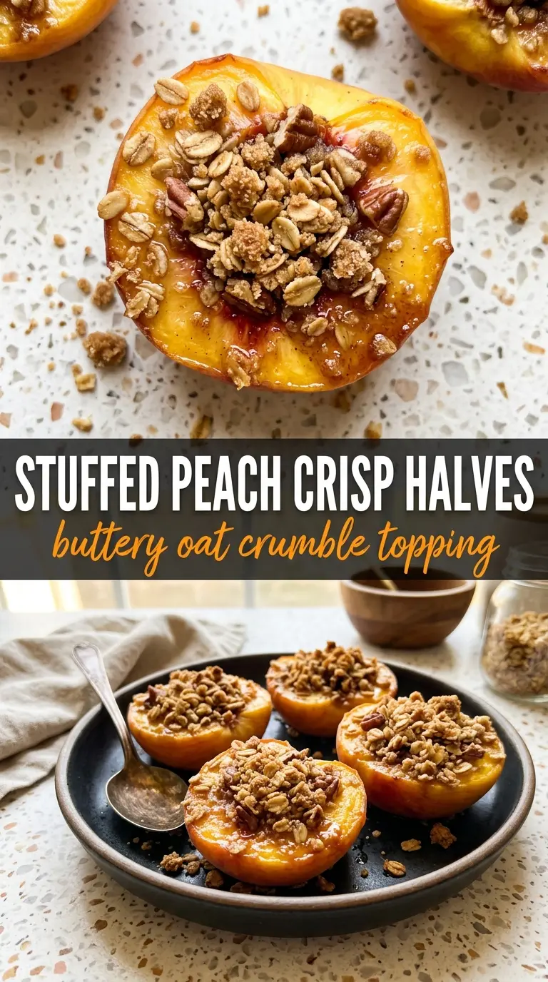 Stuffed Peach Crisp Halves juicy warm crumbly