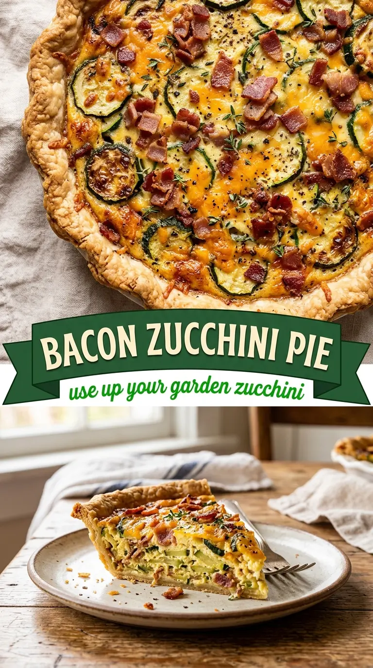 Zucchini Pie with Bacon savory custard flaky