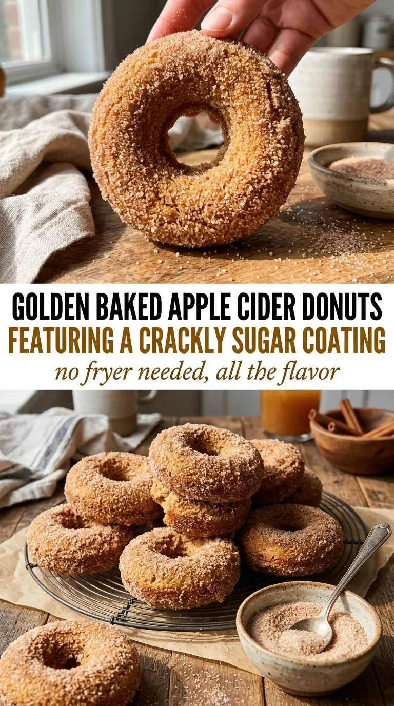 Baked Apple Cider Donuts golden cinnamon-sugar