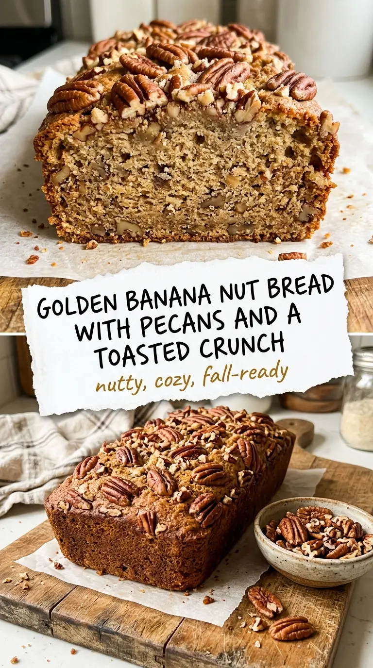 Banana Nut Bread With Pecans moist crunchy, toasted loaf