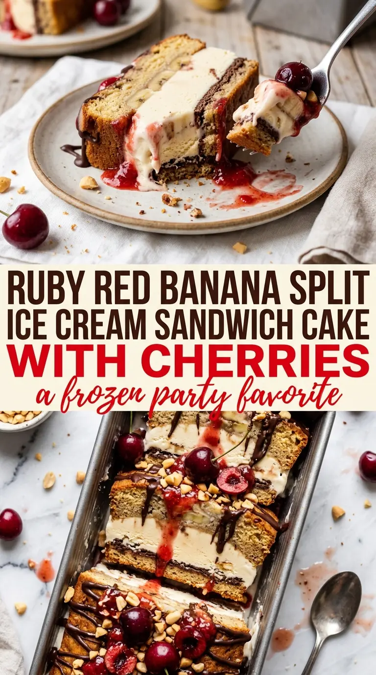 banana split ice cream cake colorful layered