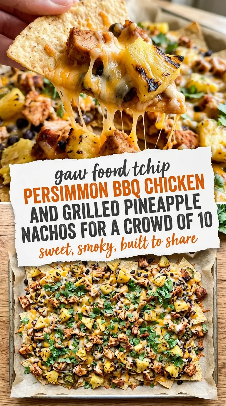 BBQ Chicken and Grilled Pineapple Nachos loaded smoky sticky