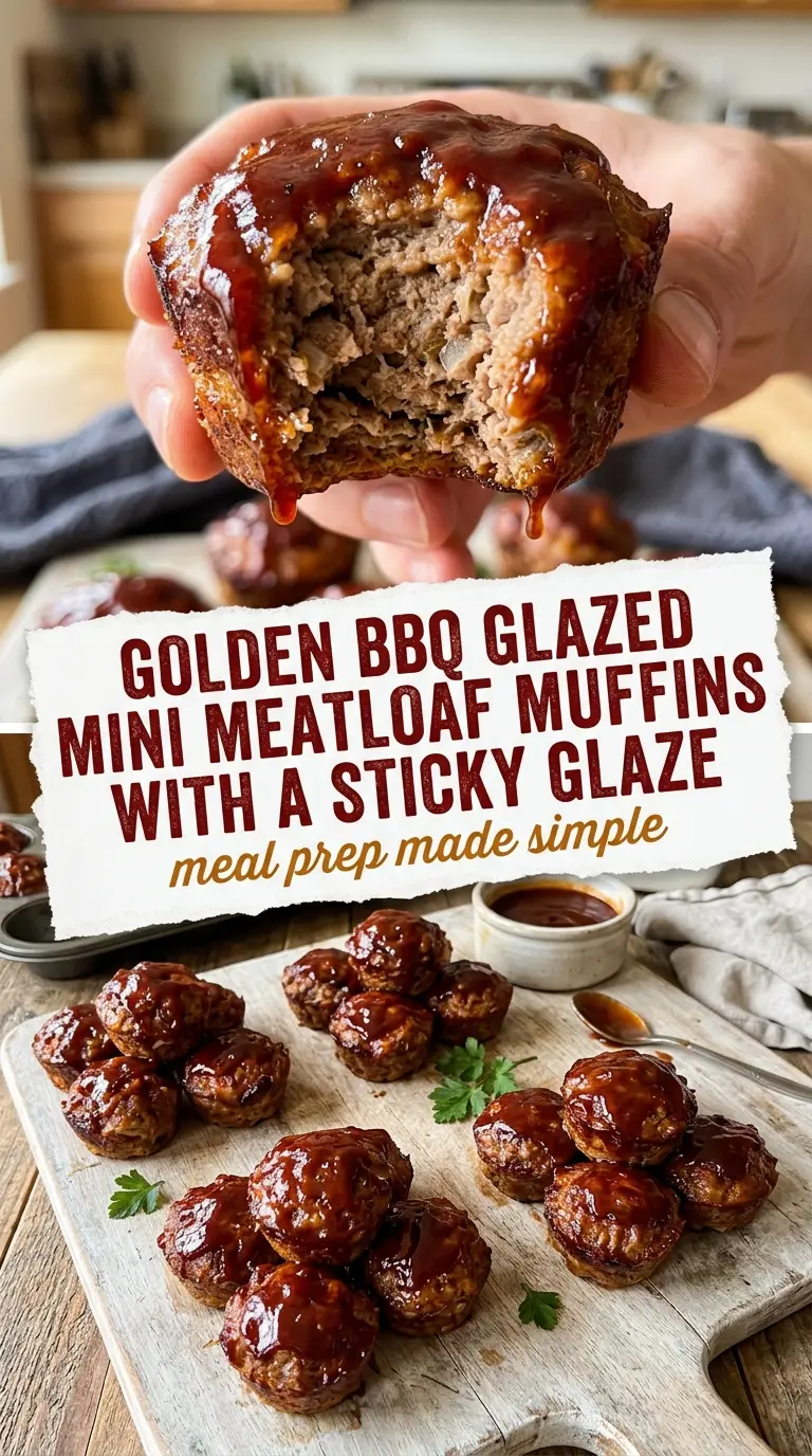 BBQ Glazed Mini Meatloaf Muffins sticky glossy caramelized glaze