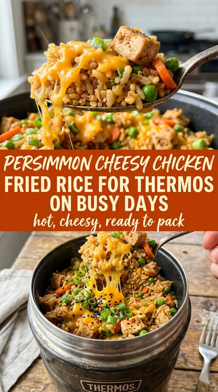 Cheesy Chicken Fried Rice for Thermos steamy melty golden