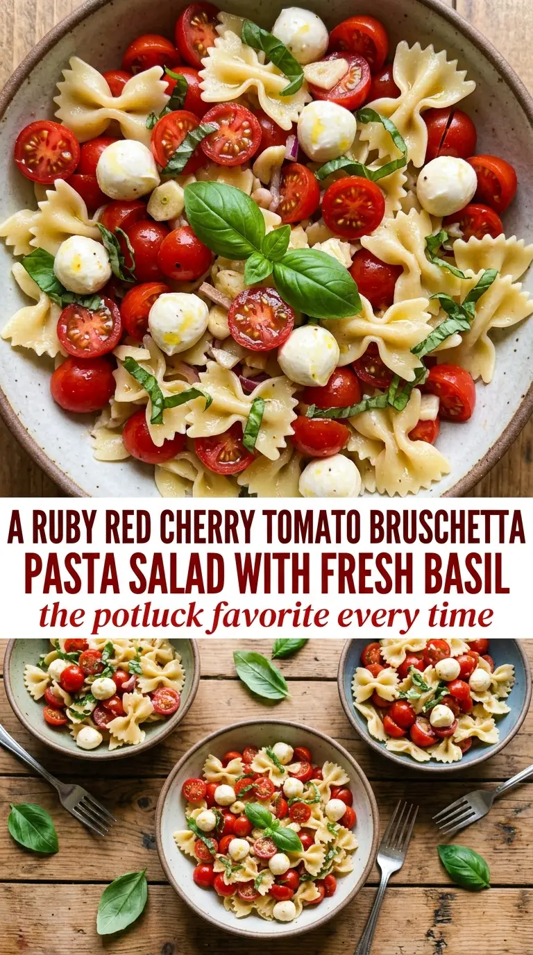 Cherry Tomato Bruschetta Pasta Salad bright basil mozzarella