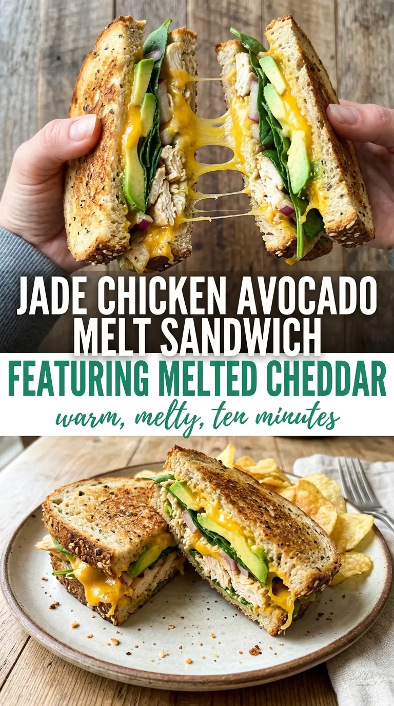 Chicken Avocado Melt Sandwich creamy melted, golden