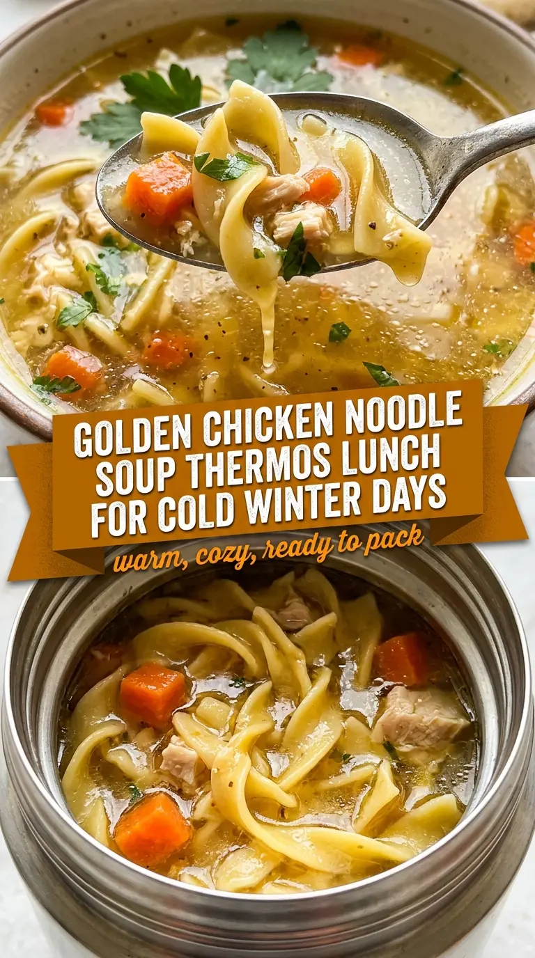 Chicken Noodle Soup Thermos Lunch cozy brothy lunch