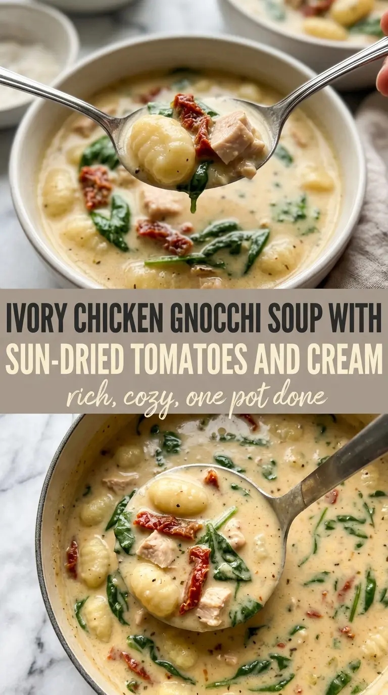 Creamy chicken and gnocchi soup sun-dried tomatoes creamy cozy