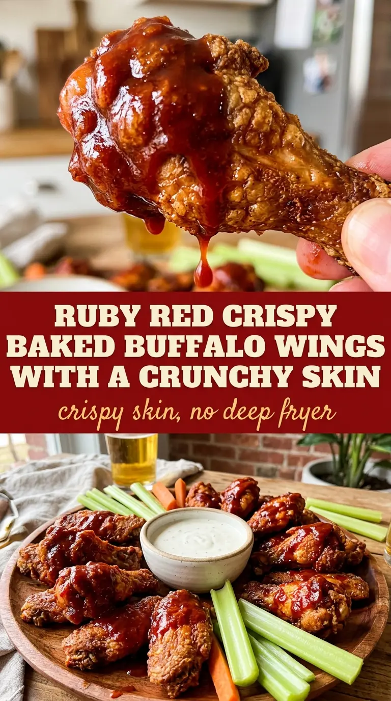 Crispy Baked Buffalo Wings golden crunchy fiery glaze