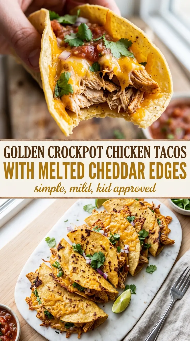Crockpot Chicken Tacos juicy shredded cheesy