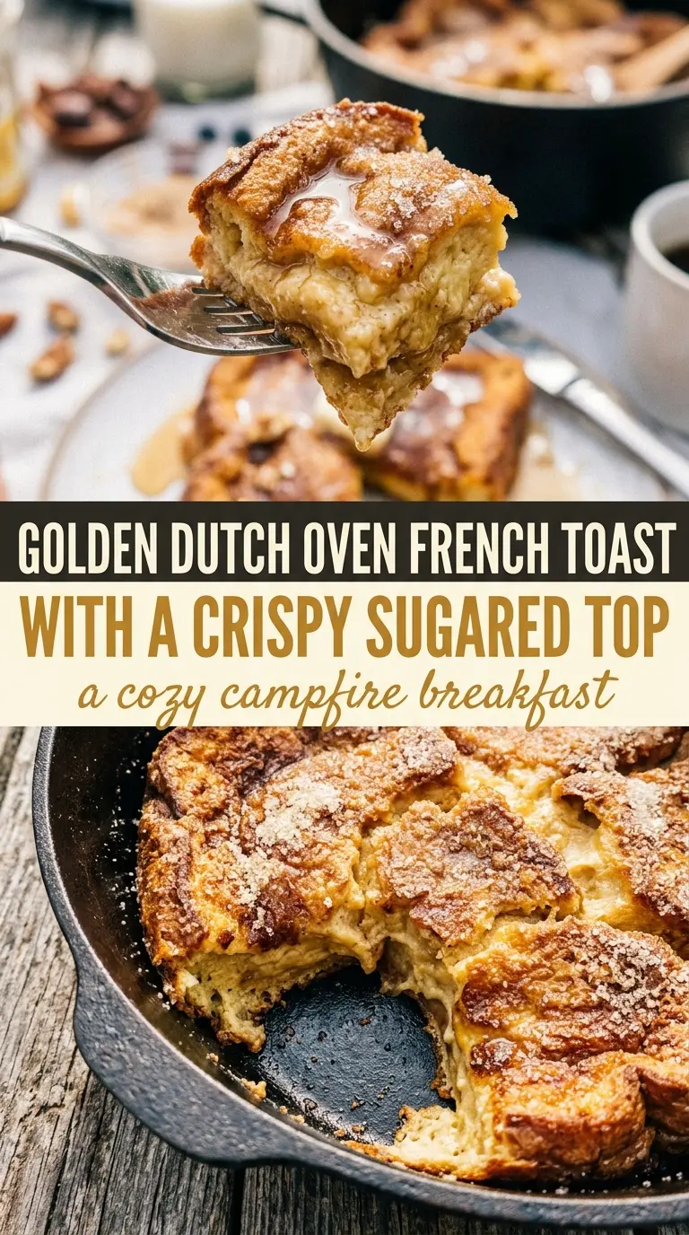dutch oven french toast golden syrup dusted