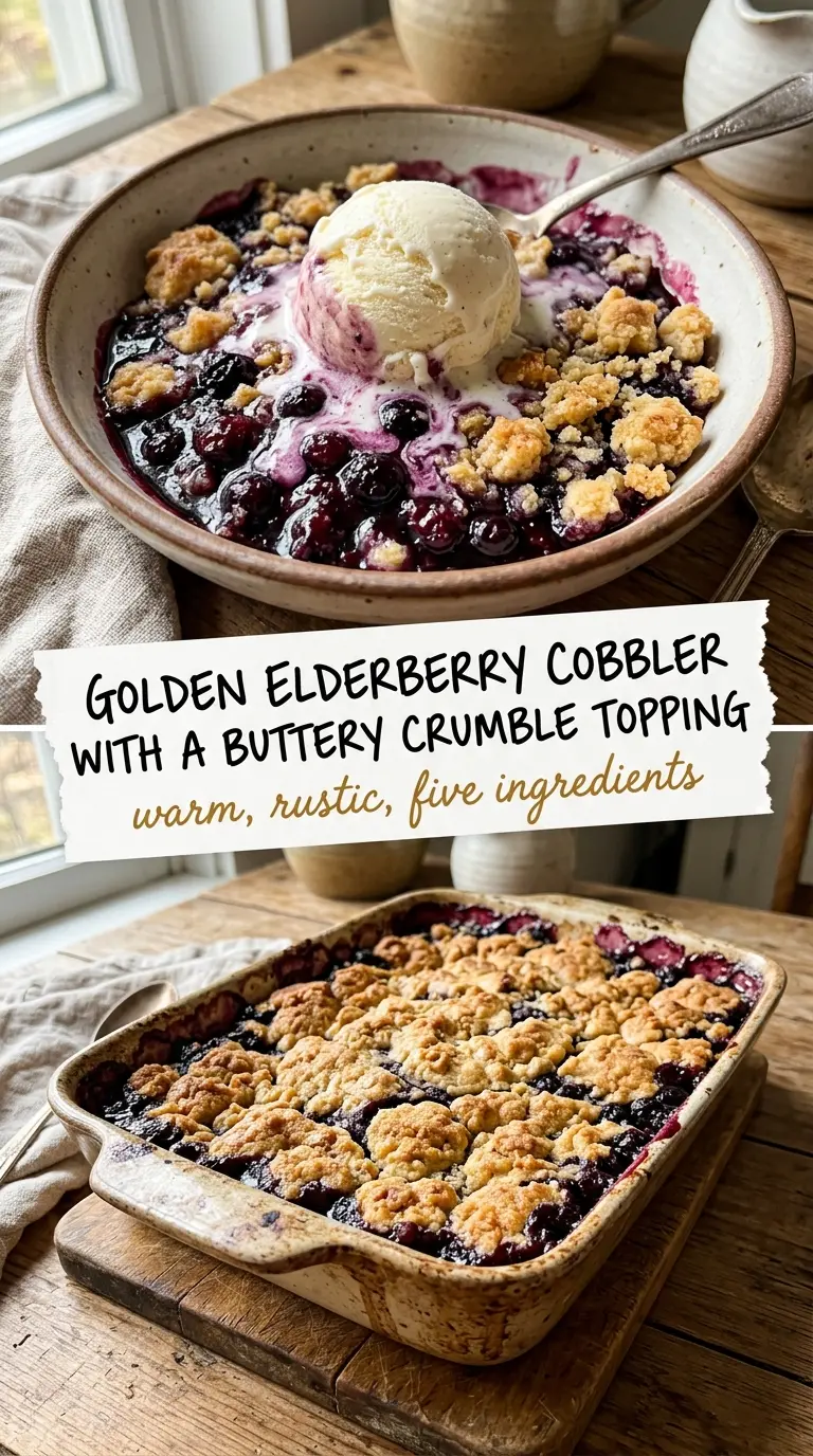 elderberry cobbler bubbling purple golden crust