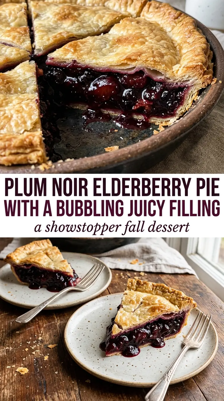 elderberry pie bubbling deep purple golden crust