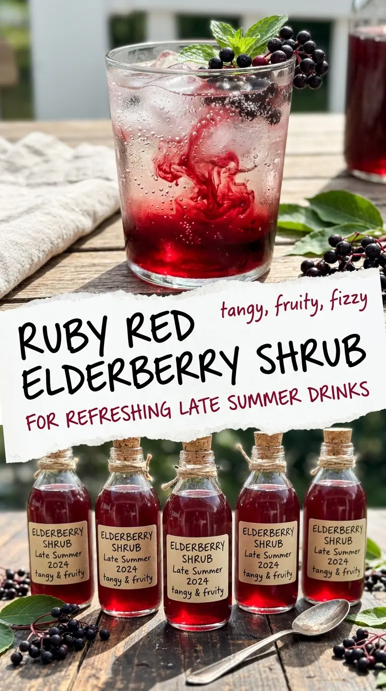 Elderberry shrub tangy sparkling, ruby-red