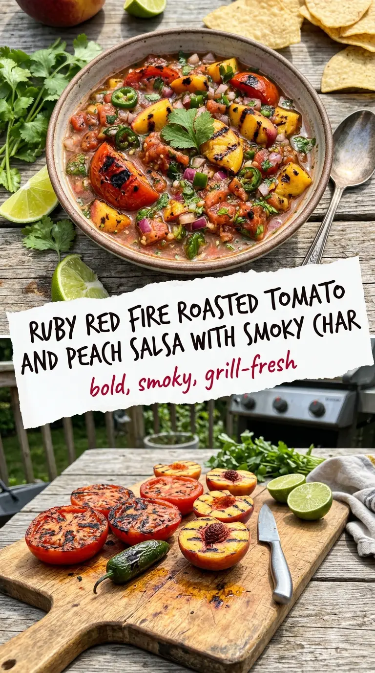 Fire roasted tomato and peach salsa smoky sweet charred