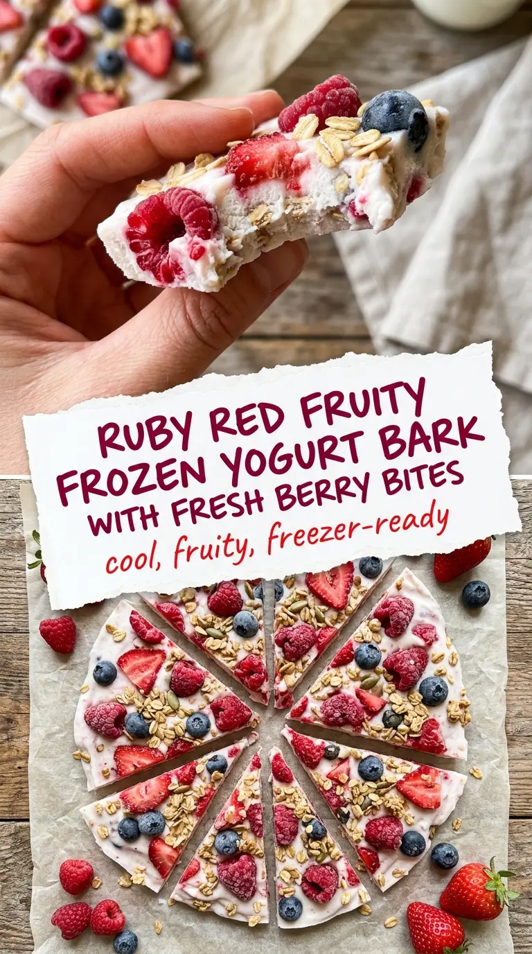Fruity frozen yogurt bark creamy berries crunchy
