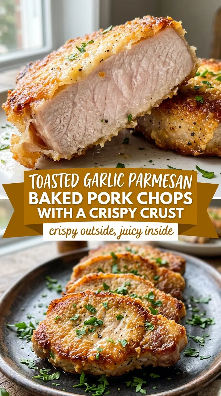 Garlic Parmesan Baked Pork Chops cheesy crust juicy
