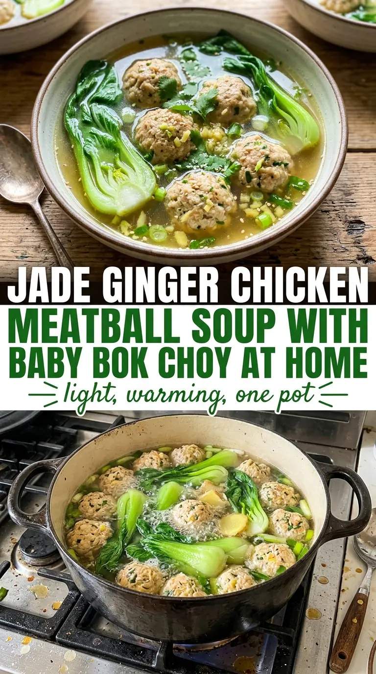 Ginger Chicken Meatball Soup With Baby Bok Choy ginger chicken meatballs, fragrant broth, crisp greens