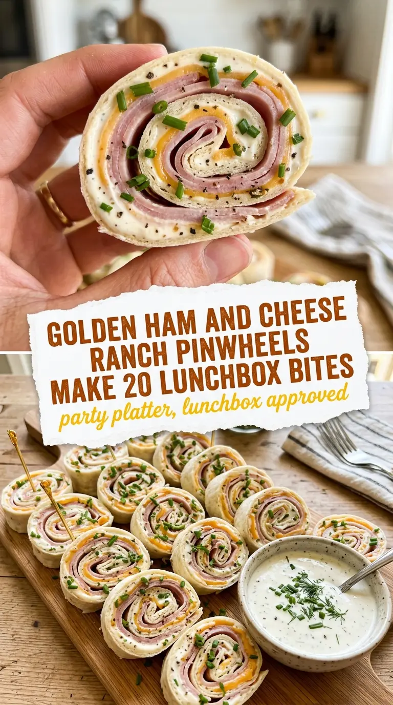 Ham and Cheese Ranch Pinwheels creamy, savory, bite-sized
