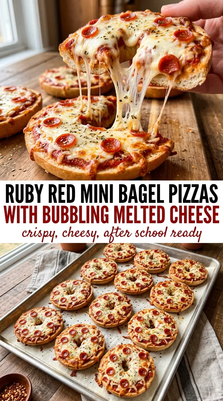Mini Bagel Pizzas cheesy crisp snack