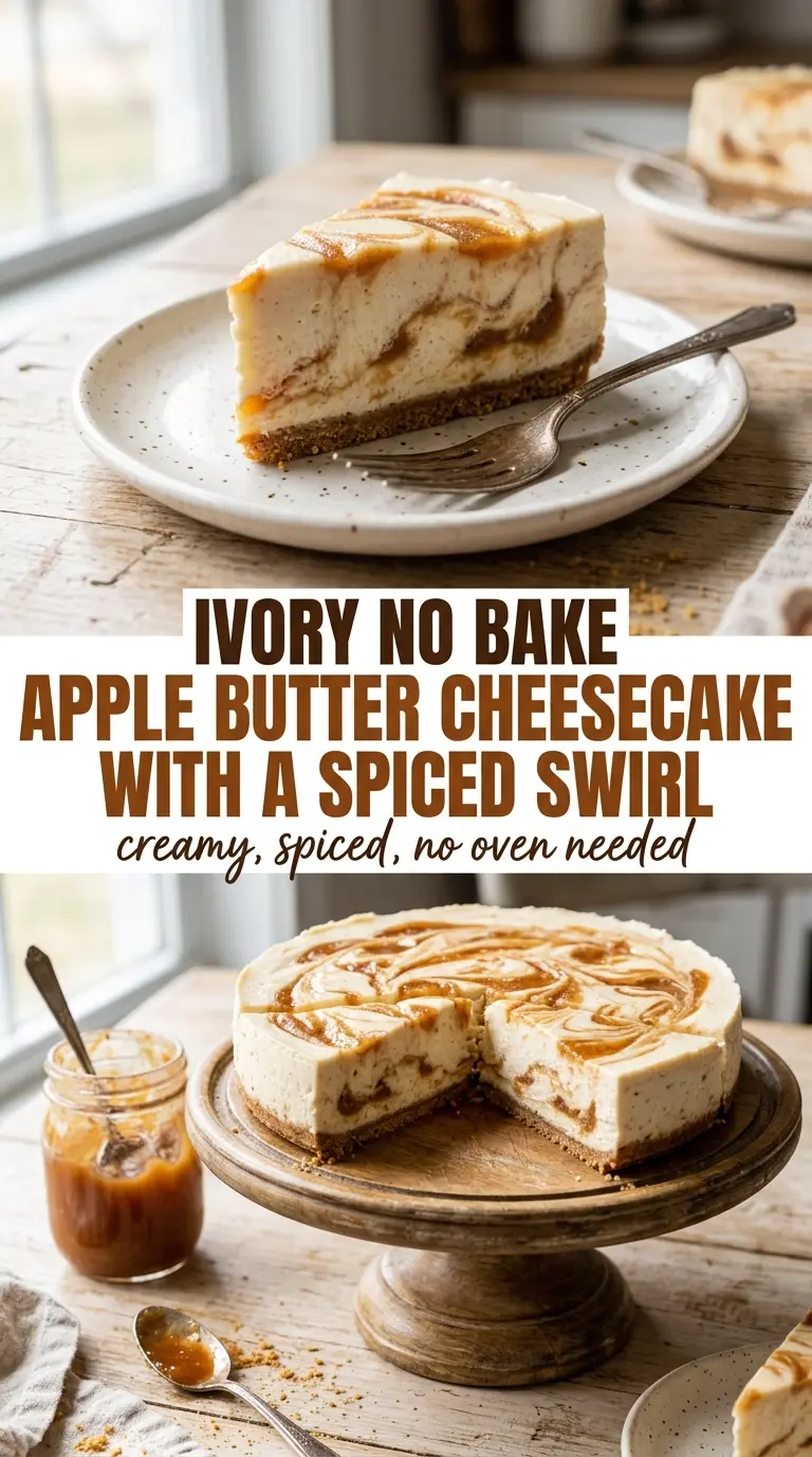 No bake apple butter cheesecake creamy spiced swirled
