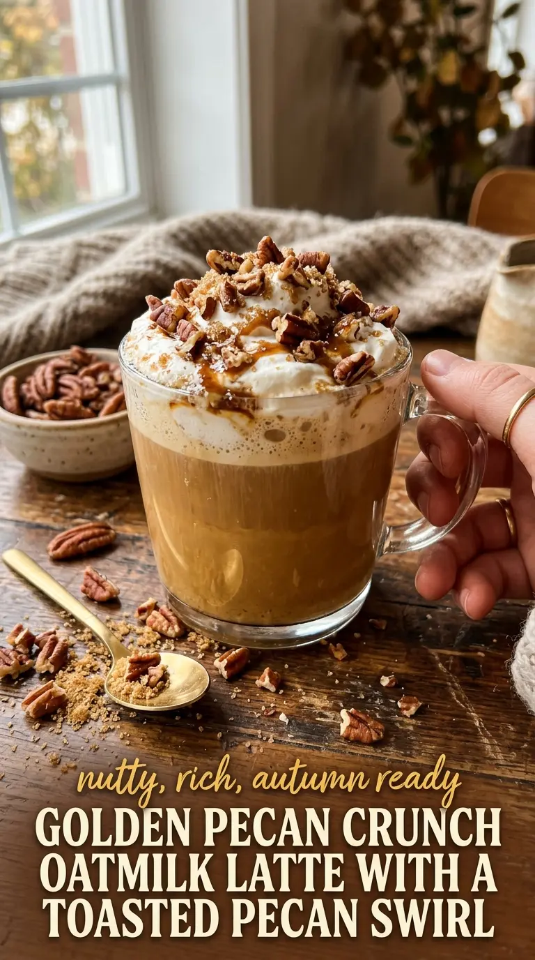Pecan Crunch Oatmilk Latte nutty creamy frothy
