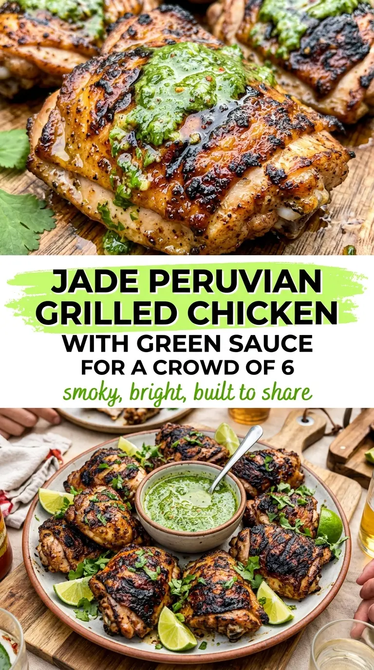 Peruvian Grilled Chicken with Green Sauce charred smoky vibrant green