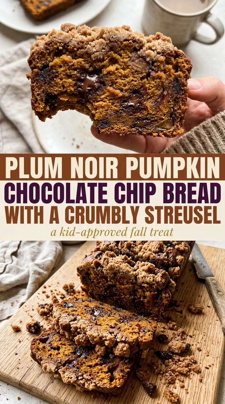 Pumpkin Chocolate Chip Bread With Chocolate Streusel moist chocolatey crumb