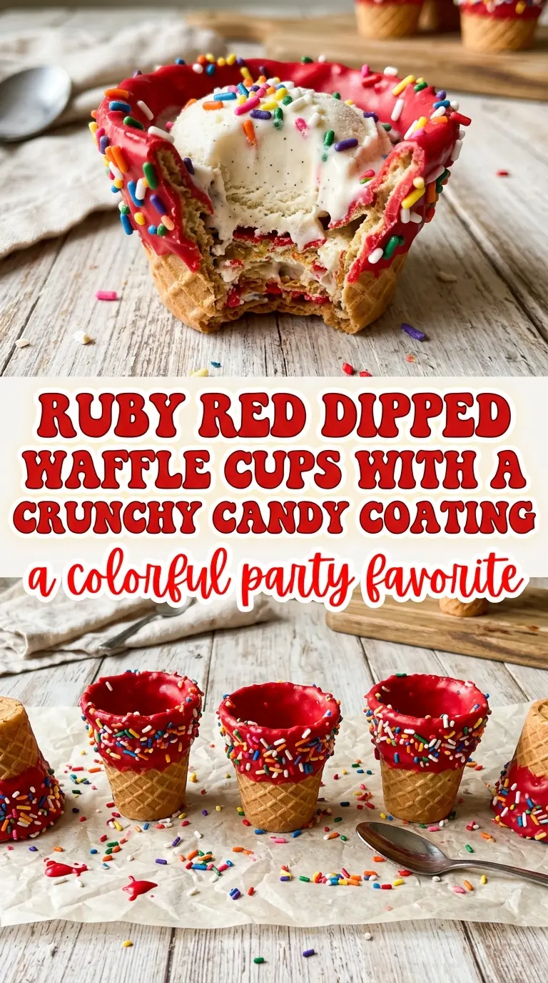 Rainbow Dipped Waffle Cups colorful crunchy