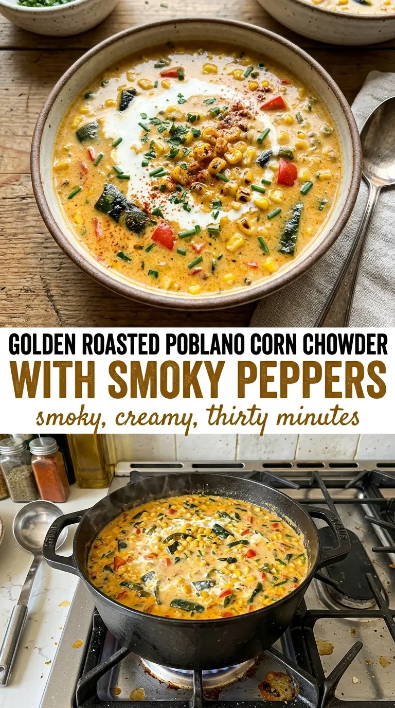 Roasted poblano corn chowder smoky creamy