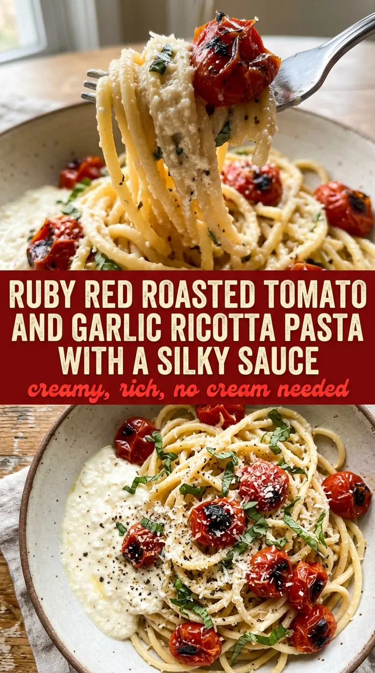 Roasted Tomato and Garlic Ricotta Pasta creamy savory