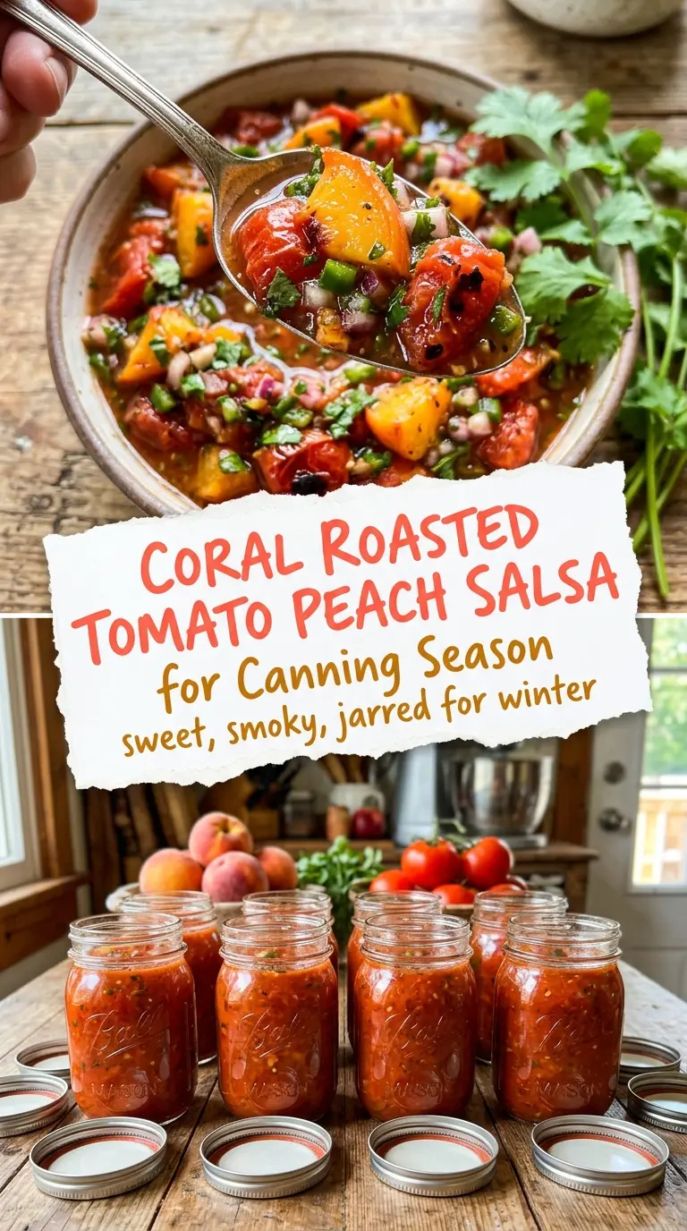Roasted Tomato Peach Salsa for Canning smoky sweet